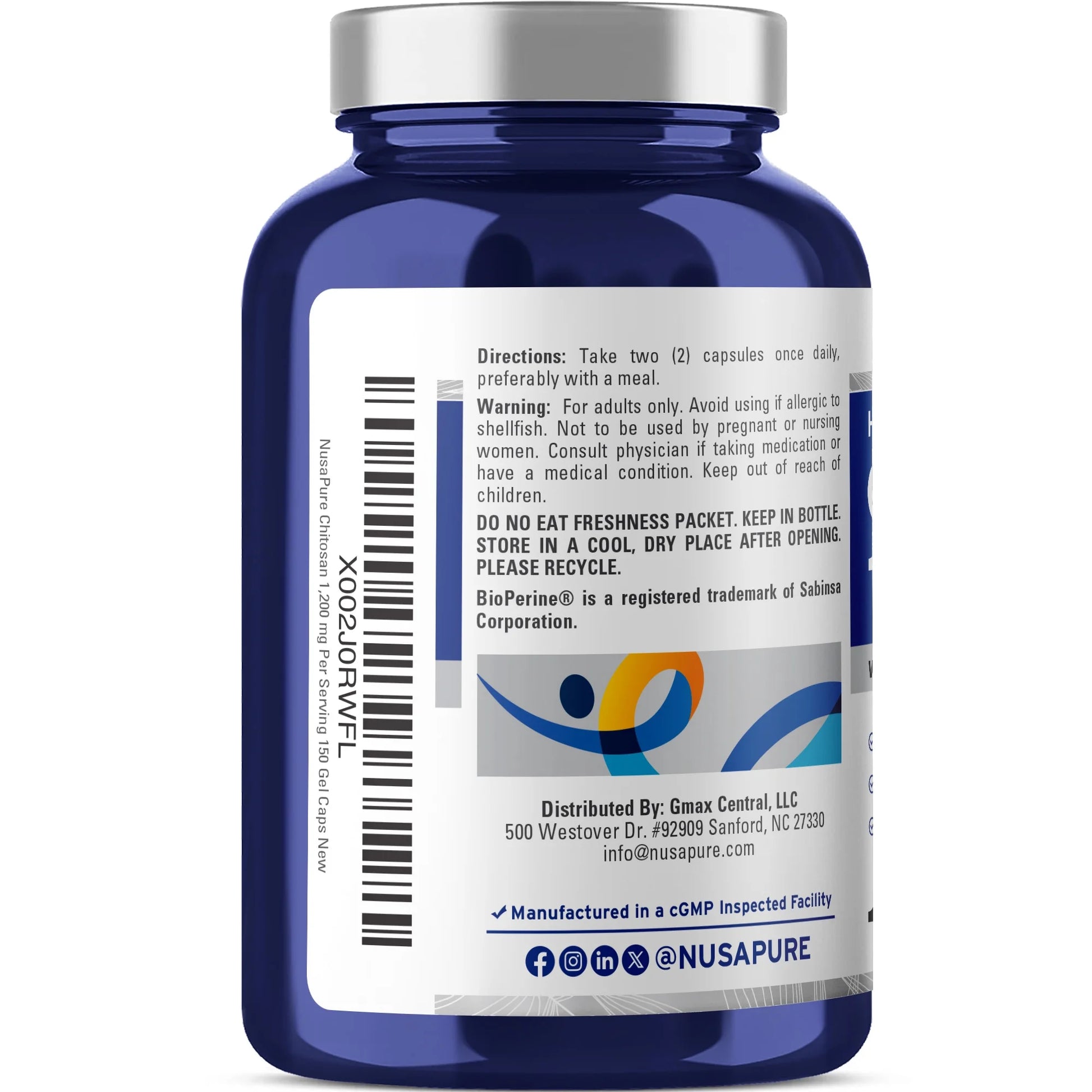 Chitosan 1200Mg, 150 Capsules - Non-Gmo, Soy Free, Dietary Supplement for Unisex Adult Health & Wellness