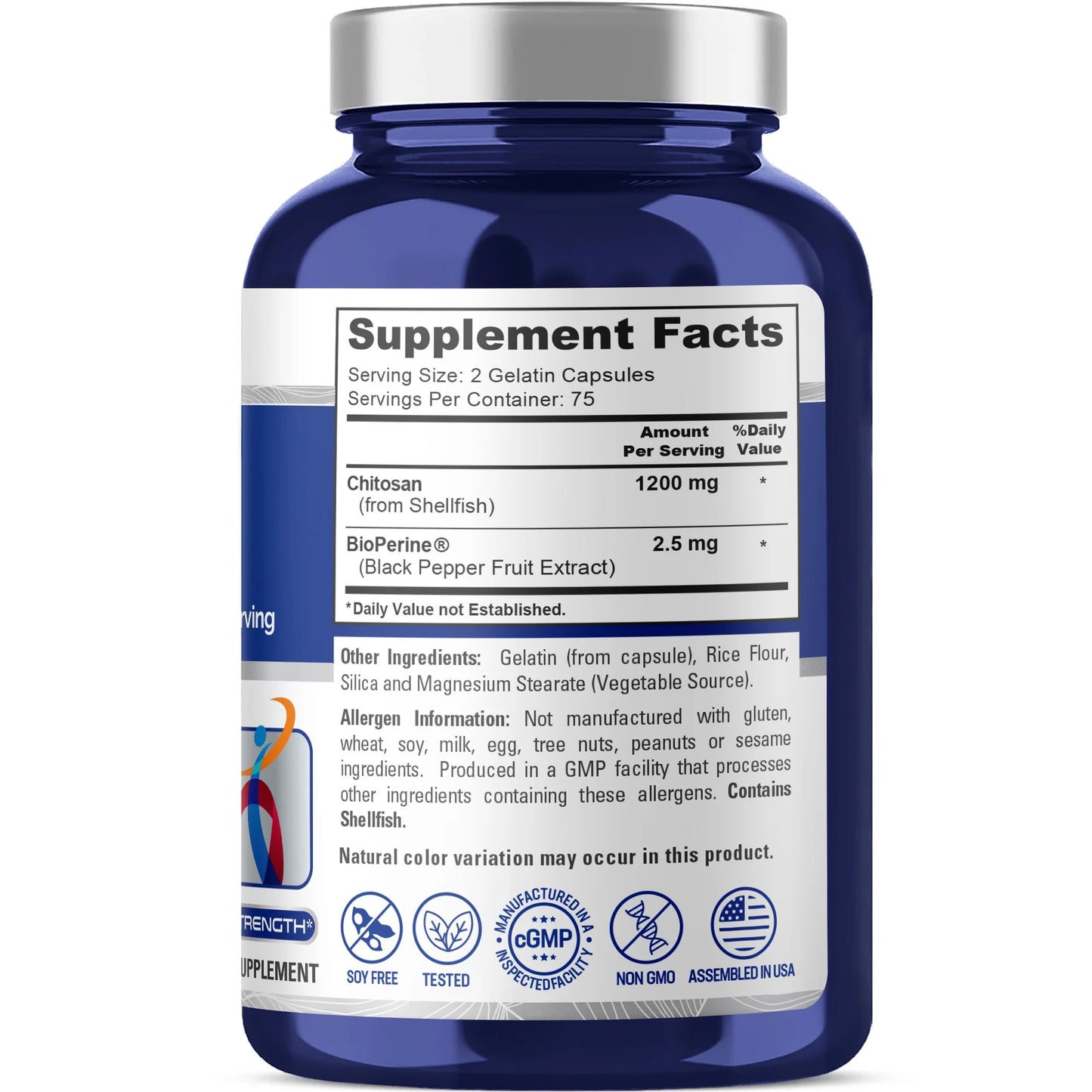 Chitosan 1200Mg, 150 Capsules - Non-Gmo, Soy Free, Dietary Supplement for Unisex Adult Health & Wellness
